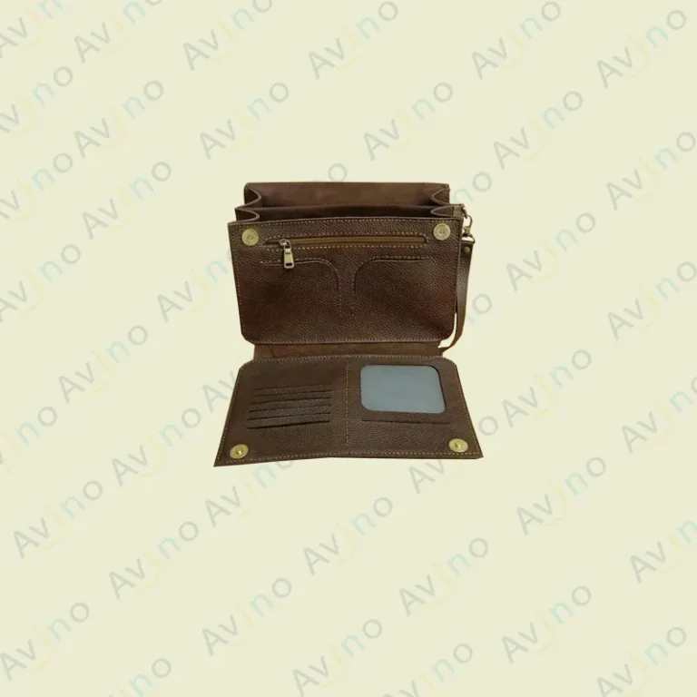 کیف مدارک چرمی مردانه با بند مچی مدل M-142
