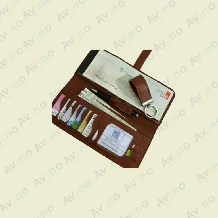 کیف پول و دسته چک چرمی مردانه مدل M-148