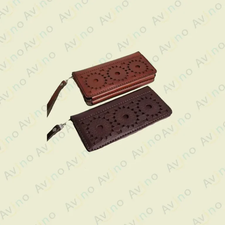 کیف پول چرمی زنانه طرح اسلیمی مدل W-299